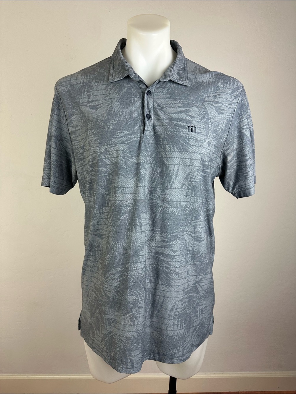 Travis Mathew Men's Tropical Pattern Polo in Light Gray